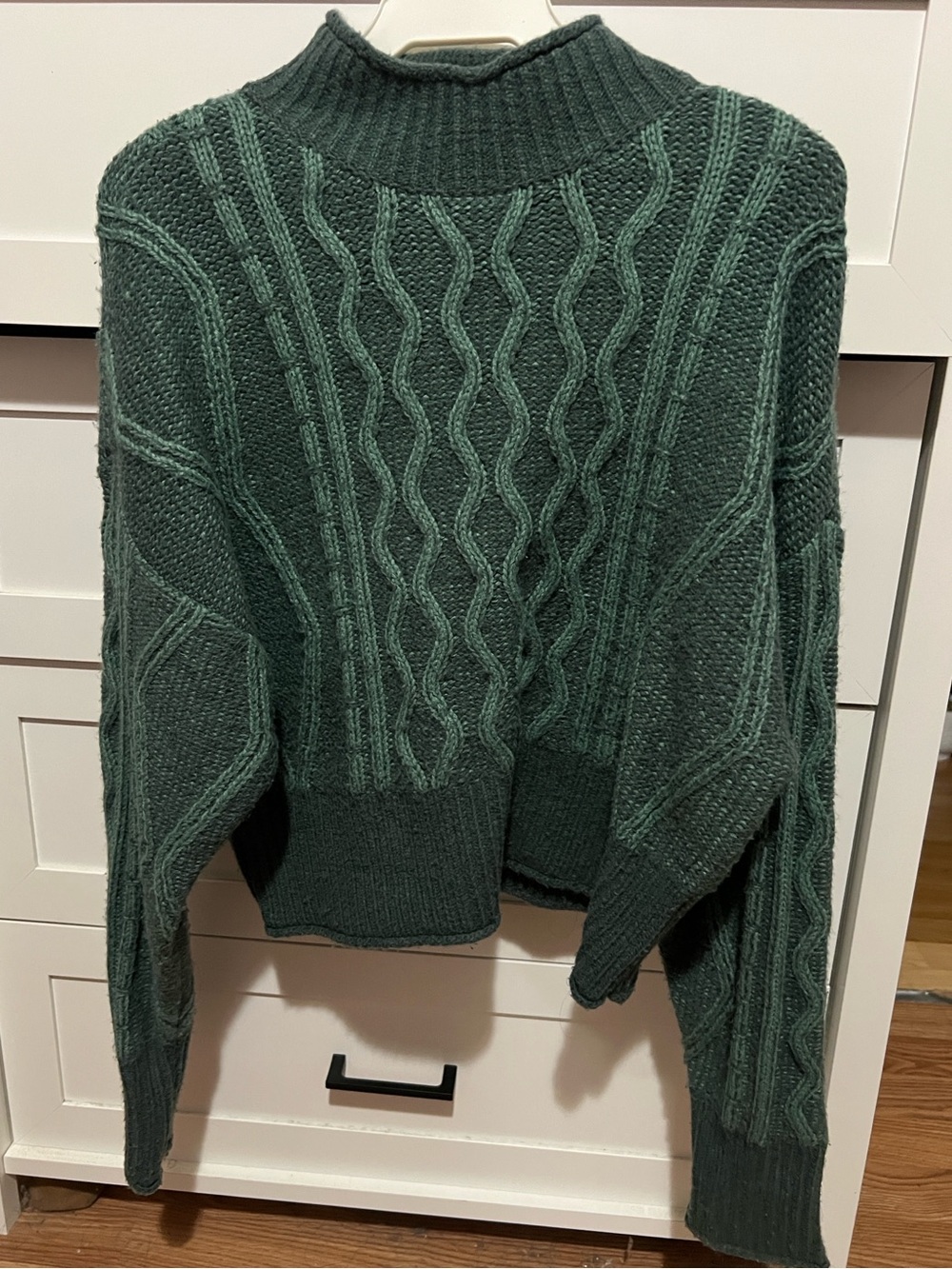 Arizona Jean Company Dark Green Cable Mock Neck Sweater